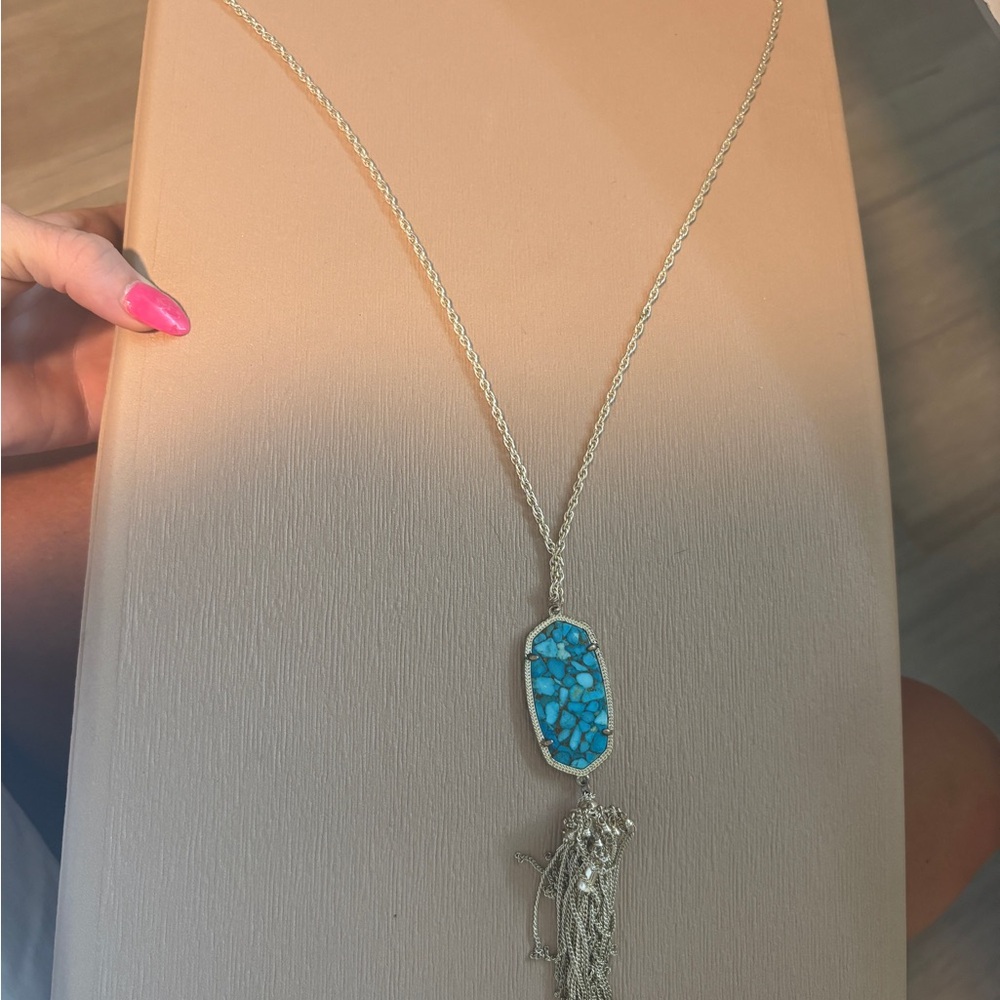 Kendra Scott Gold and Turquoise Pendant Tassel Necklace